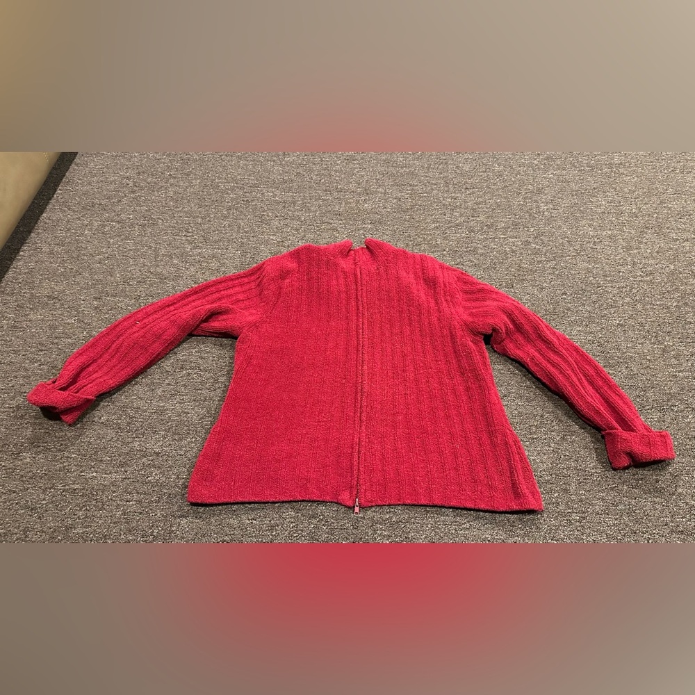 EUC Colorado clothing XL Red Full Zip-Up Soft Chenille Women's Sweater